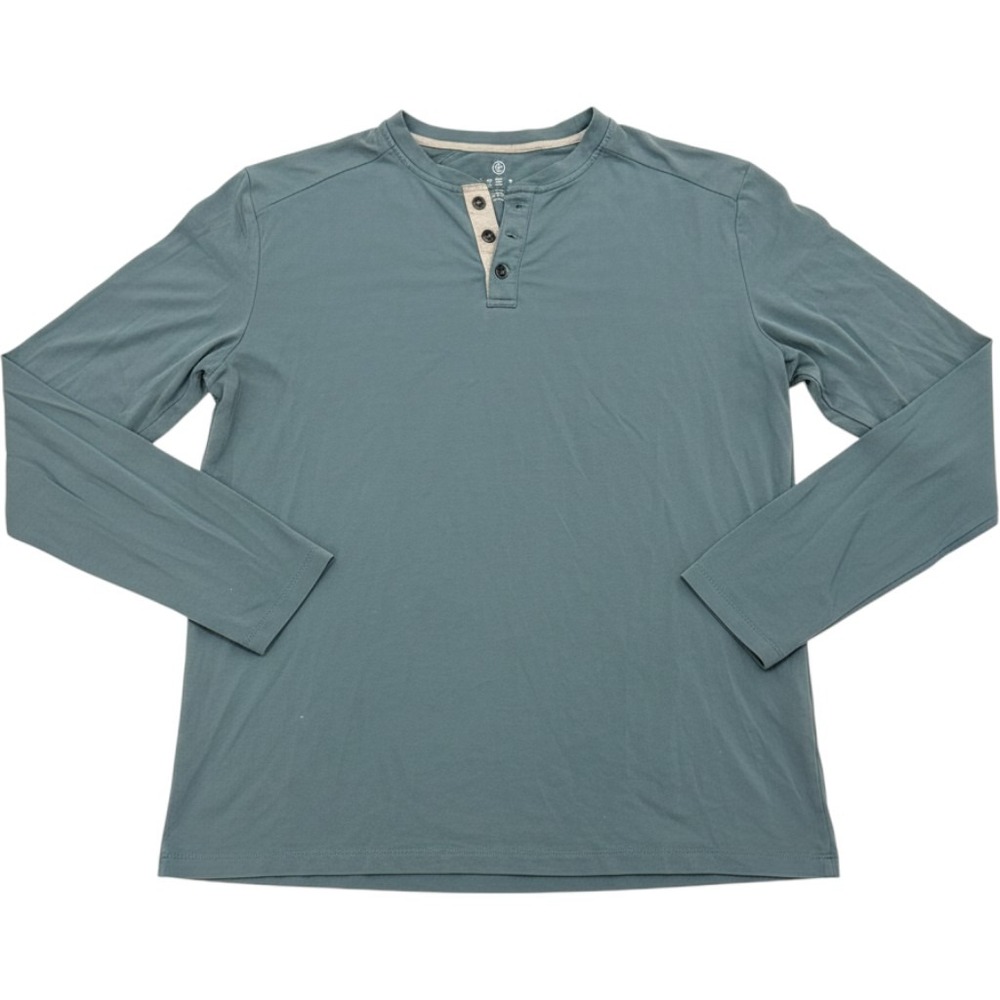 Free Fly Henley Shirt Mens XL Blue Green Bamboo Performance Long Sleeve Top